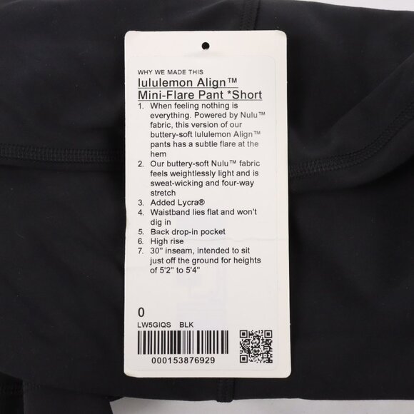 NWT Lululemon Align Mini-Flare Pants *Short in Black Size 0 - Picture 5 of 6
